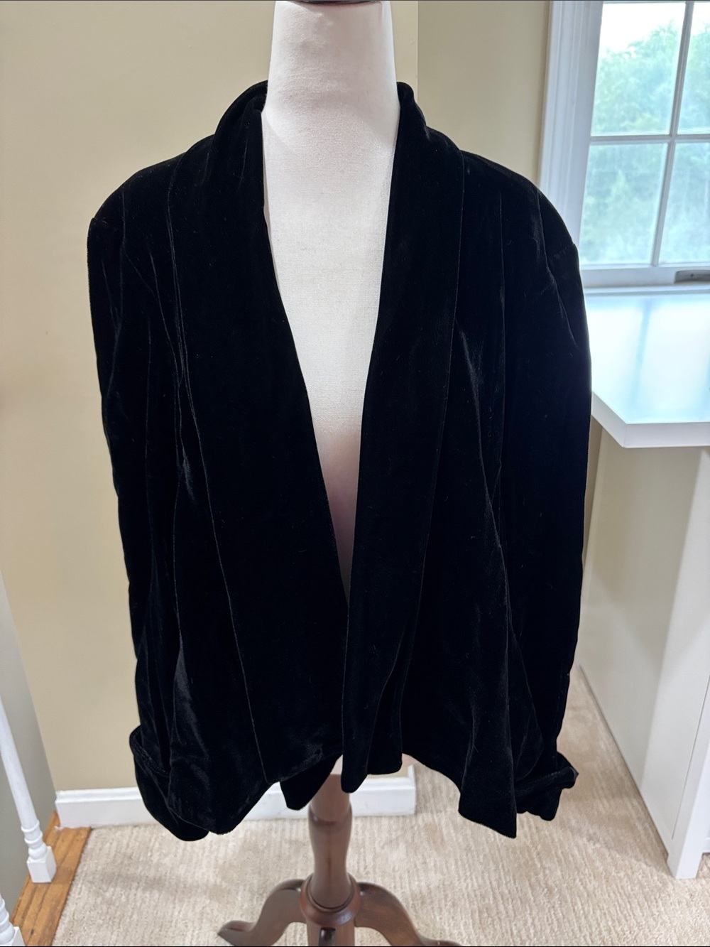 Vintage Alex Evenings Black Velvet Open-Front Women's Jacket Size M/L